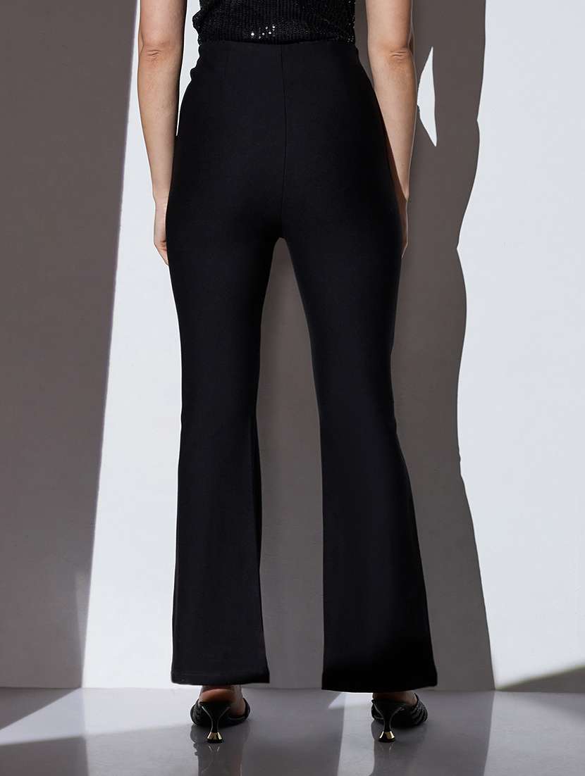 globus women black mid-rise solid formal bootcut trousers - 22085198 -  Standard Image - 2