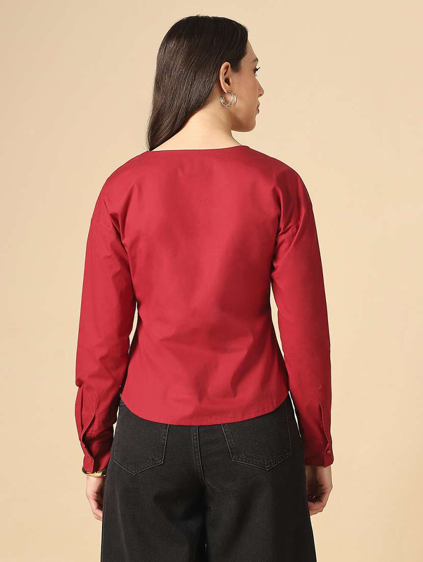 women solid long sleeve regular shirt - 22085220 - Standard Image - 2