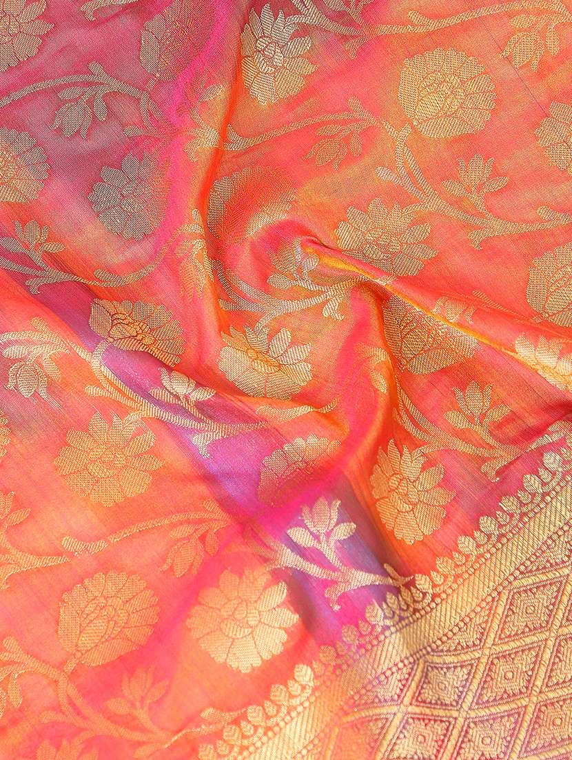 globus women pink floral woven design silk tasselled border festive dupatta - 22085227 -  Standard Image - 2