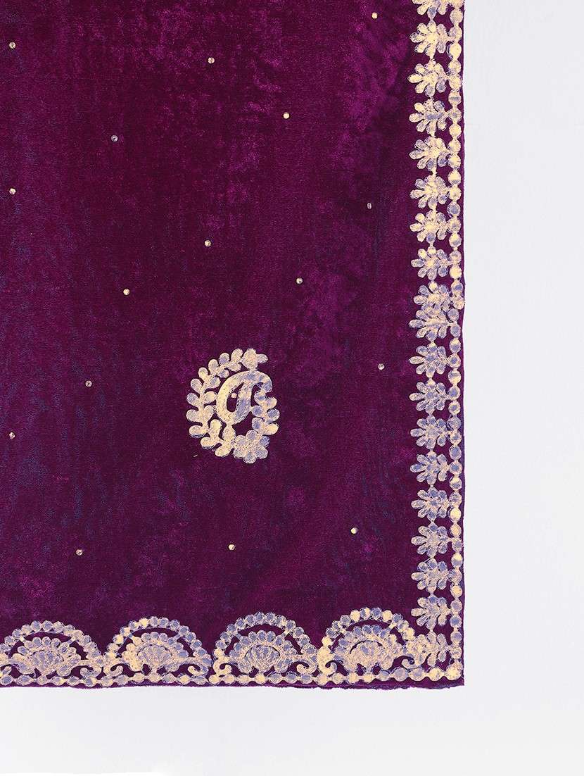 velvet paisley embroidered festive wear dupatta - 22085229 -  Standard Image - 2