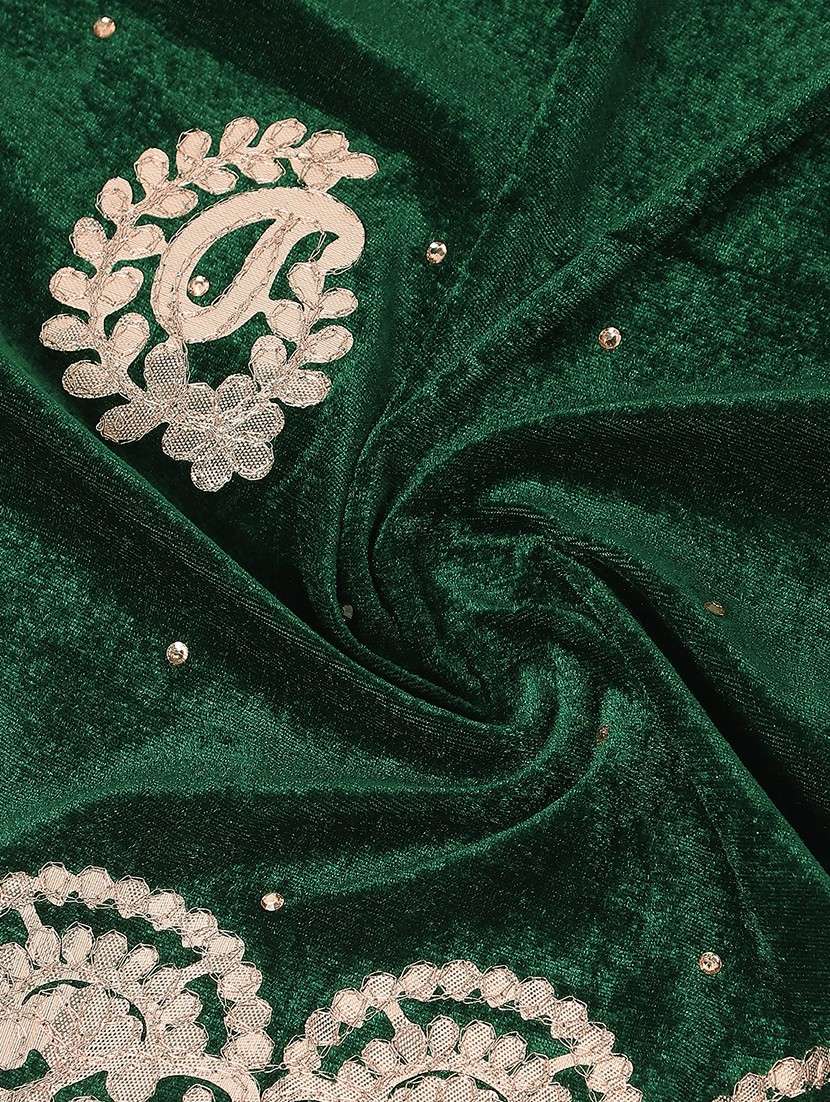green velvet dupatta with gota patti work - 22085230 -  Standard Image - 2