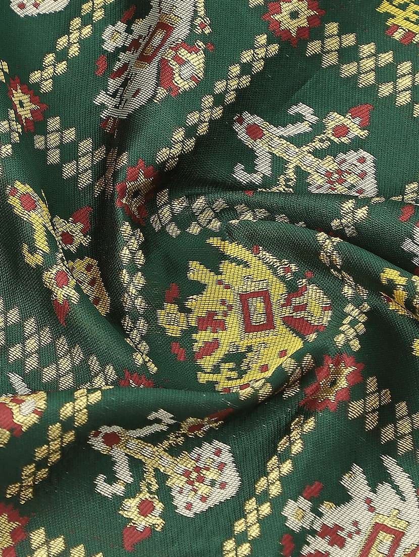 globus women green patola woven design silk tasselled border festive dupatta - 22085233 -  Standard Image - 2