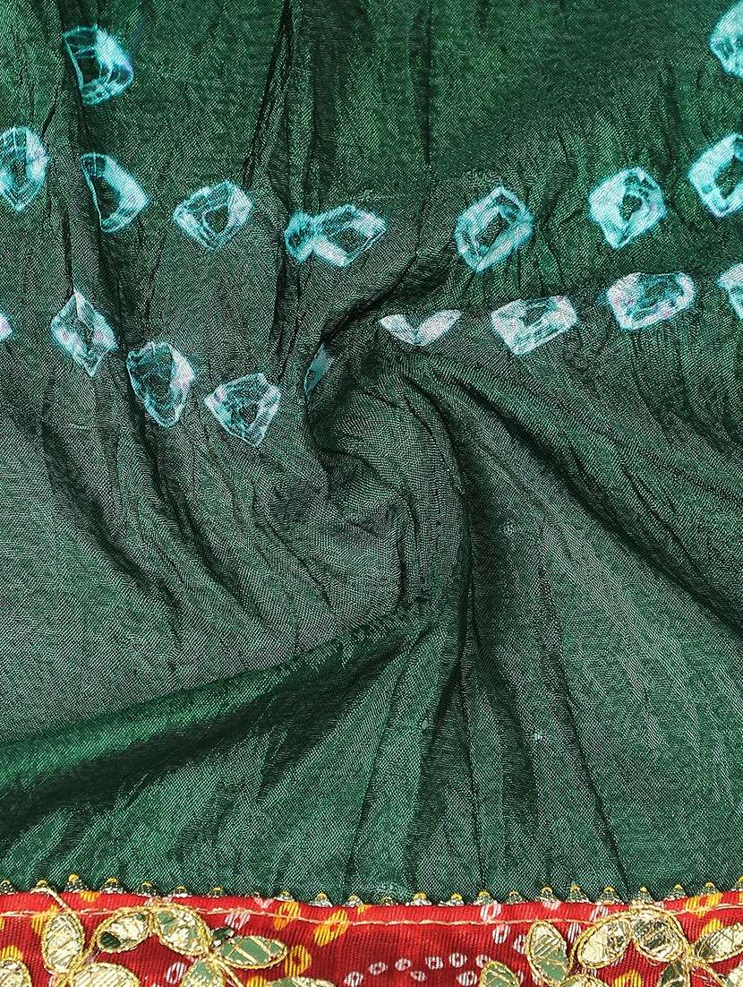 globus women green bandhani print silk gotta patti border festive dupatta - 22085234 -  Standard Image - 2