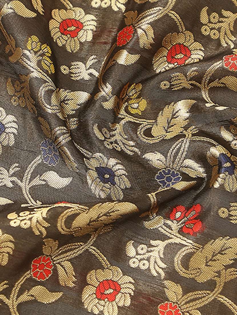 black brocade silk blend floral festive dupatta - 22085235 - Standard Image - 2