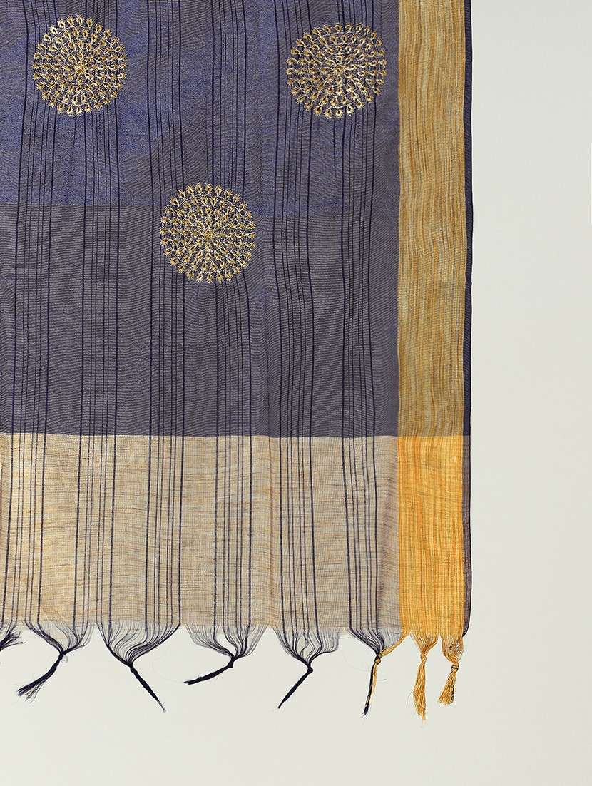 globus women blue zari embroidered silk tasselled border festive dupatta - 22085239 -  Standard Image - 2