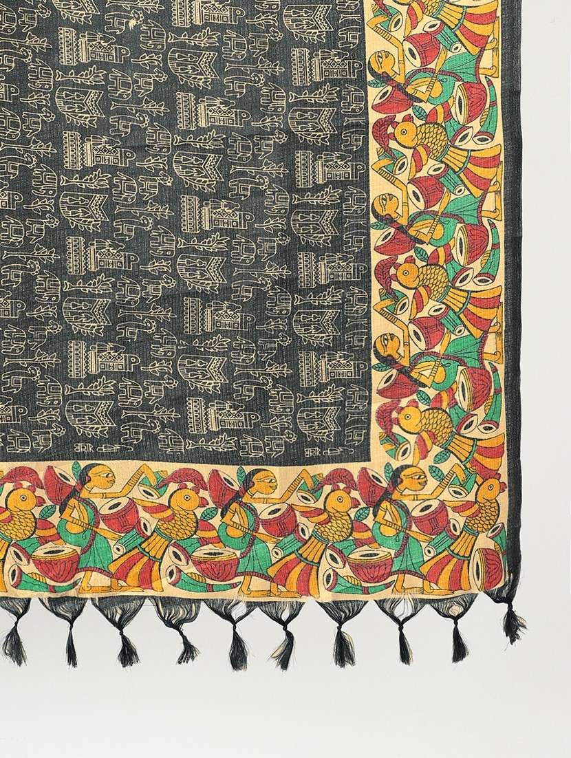 printed silk dupatta with tassels - 22085245 - Standard Image - 2