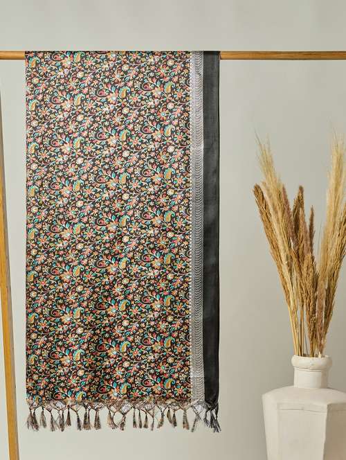floral silk dupatta with tassels - 22085246 -  Standard Image - 0