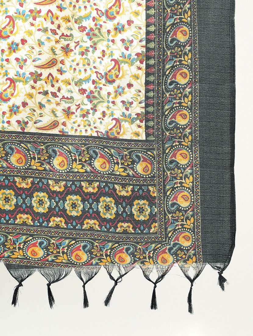 floral silk dupatta with tassels - 22085249 - Standard Image - 2