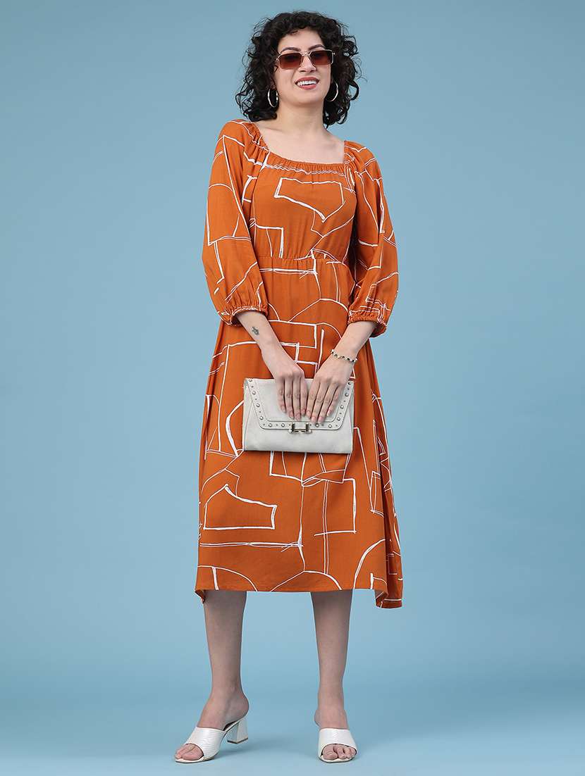 orange cotton aline dress