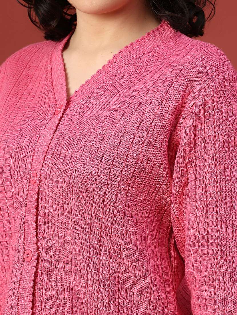 women self design long sleeve cardigan - 22085310 -  Standard Image - 2