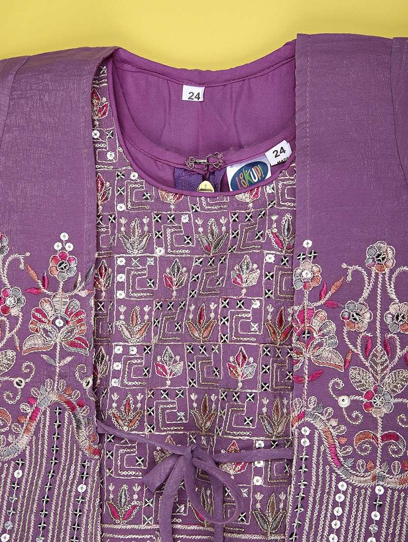 girls solid with work sleeveless lehenga choli set - 22085313 -  Standard Image - 2