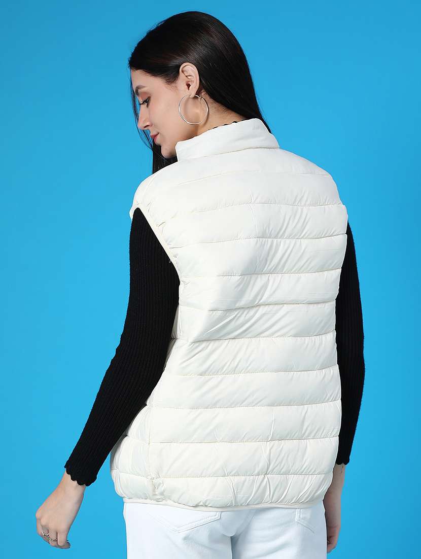 women solid sleeveless quilted jacket - 22085315 -  Standard Image - 2