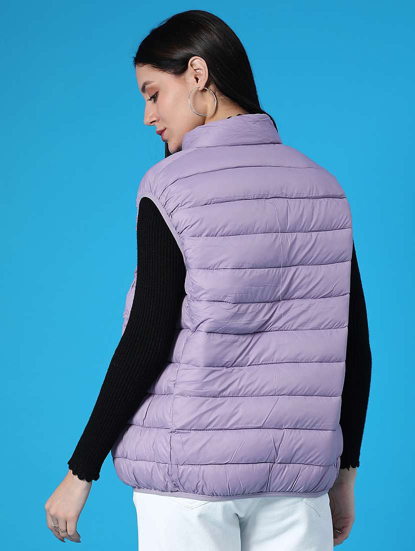 women solid sleeveless quilted jacket - 22085317 -  Standard Image - 2