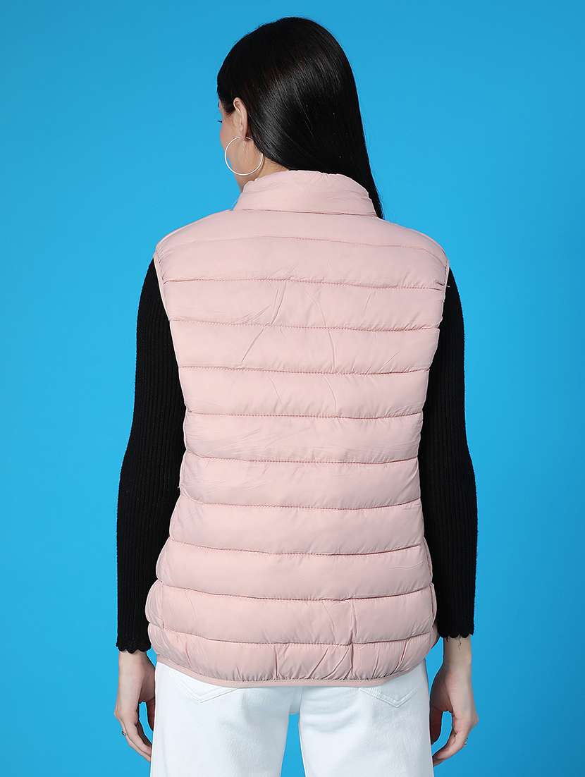 women solid sleeveless quilted jacket - 22085459 -  Standard Image - 2