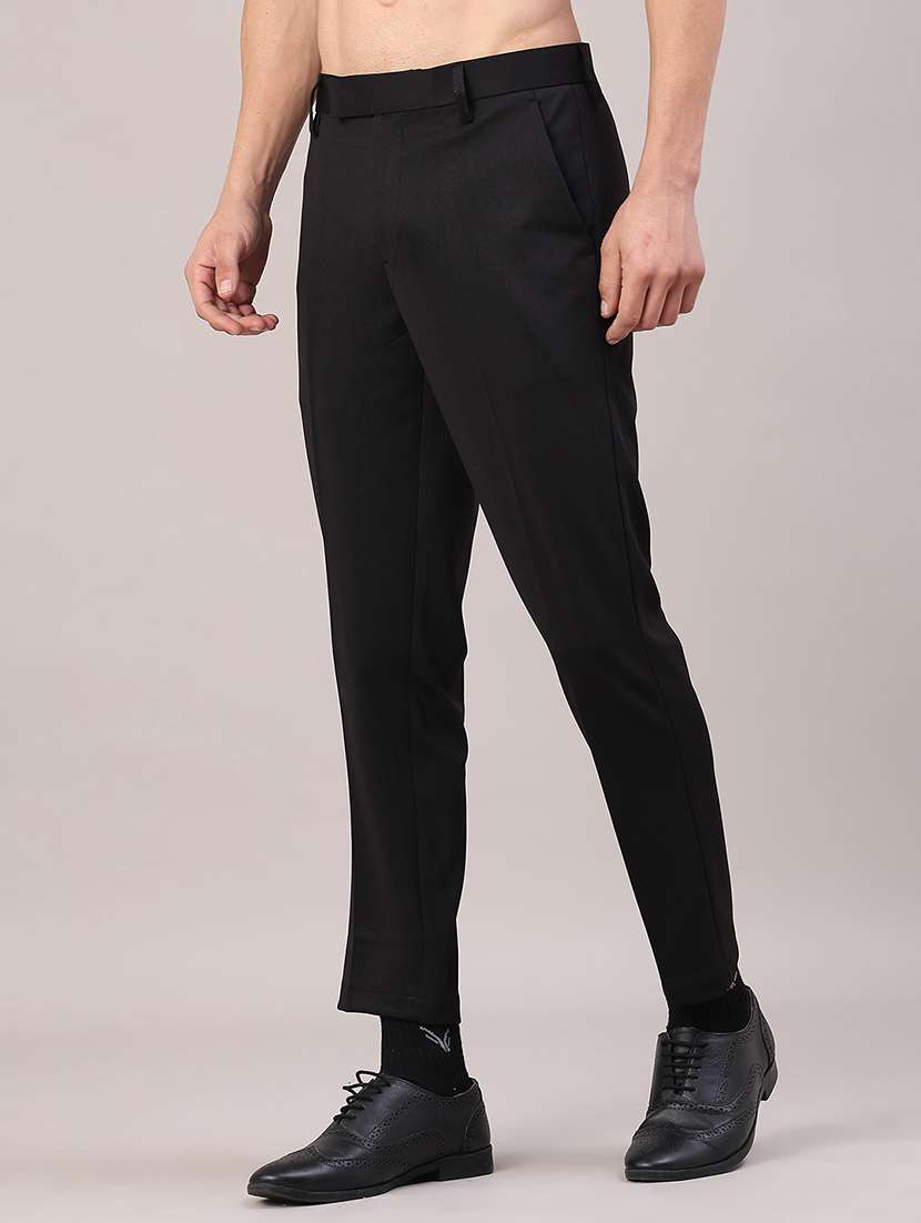 men solid mid rise flat front formal trouser - 22085747 -  Standard Image - 2