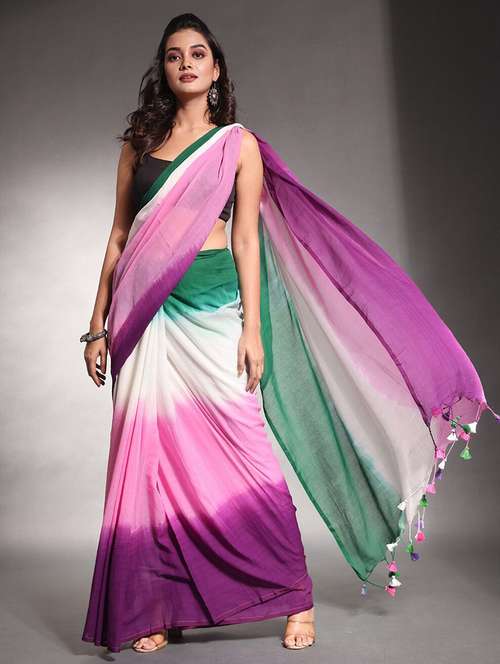 women tie & dye printed saree with blouse - 22085854 -  Standard Image - 0