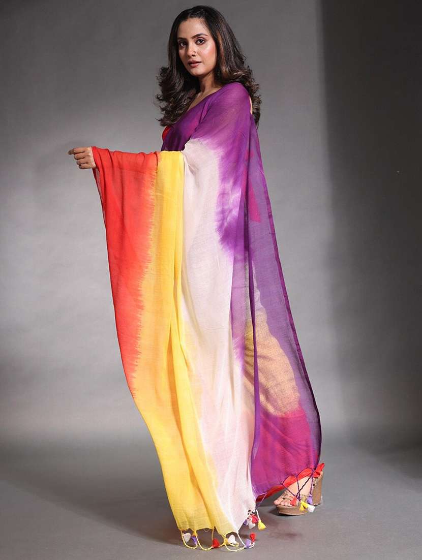 women tie & dye printed saree with blouse - 22085855 - Standard Image - 2