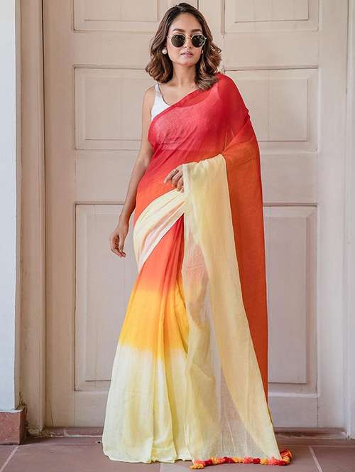 women tie & dye printed saree with blouse - 22085875 - Standard Image - 0