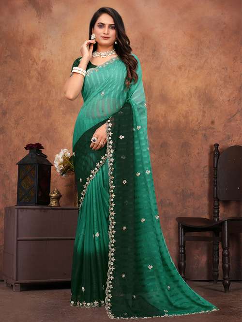 women ombre embroidered saree with blouse - 22085891 -  Standard Image - 0