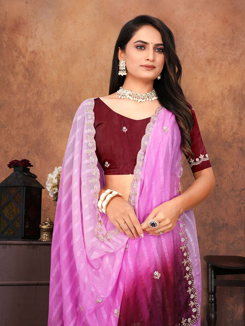 women ombre embroidered saree with blouse - 22085892 -  Standard Image - 2