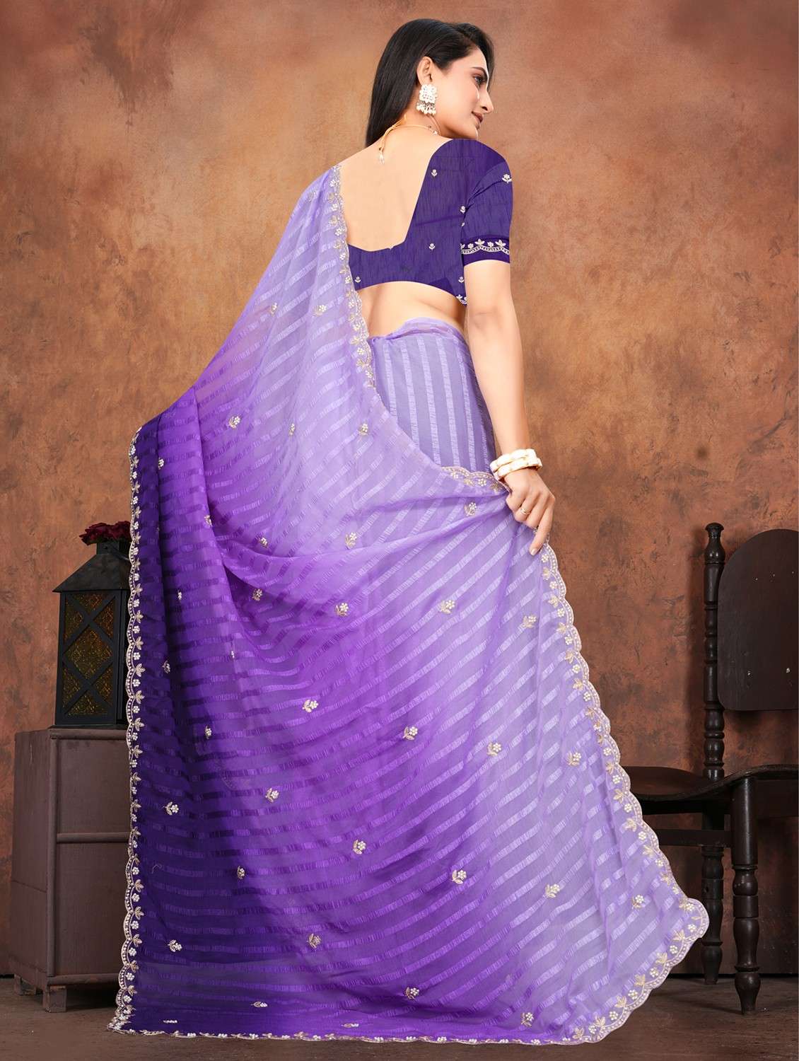 women ombre embroidered saree with blouse - 22085895 -  Standard Image - 2