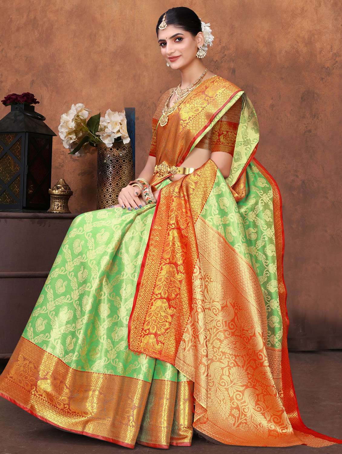 women self design kanjivaram saree with blouse - 22085917 - Standard Image - 2