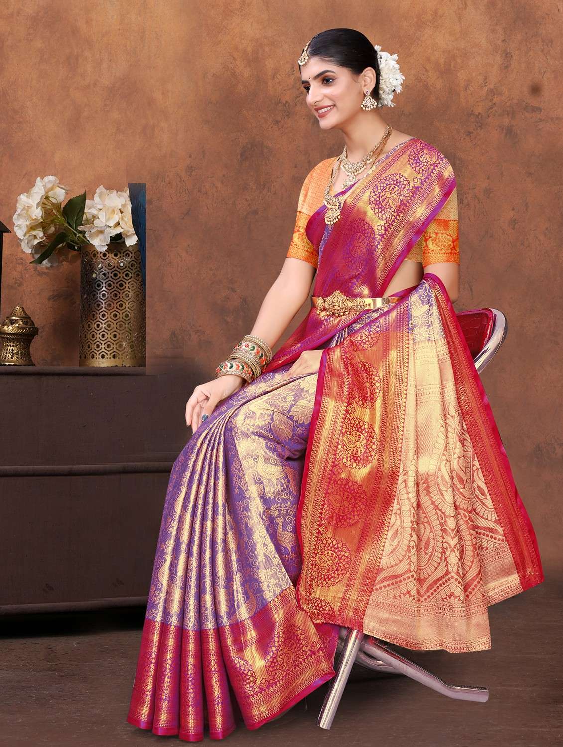 women self design kanjivaram saree with blouse - 22085923 - Standard Image - 2
