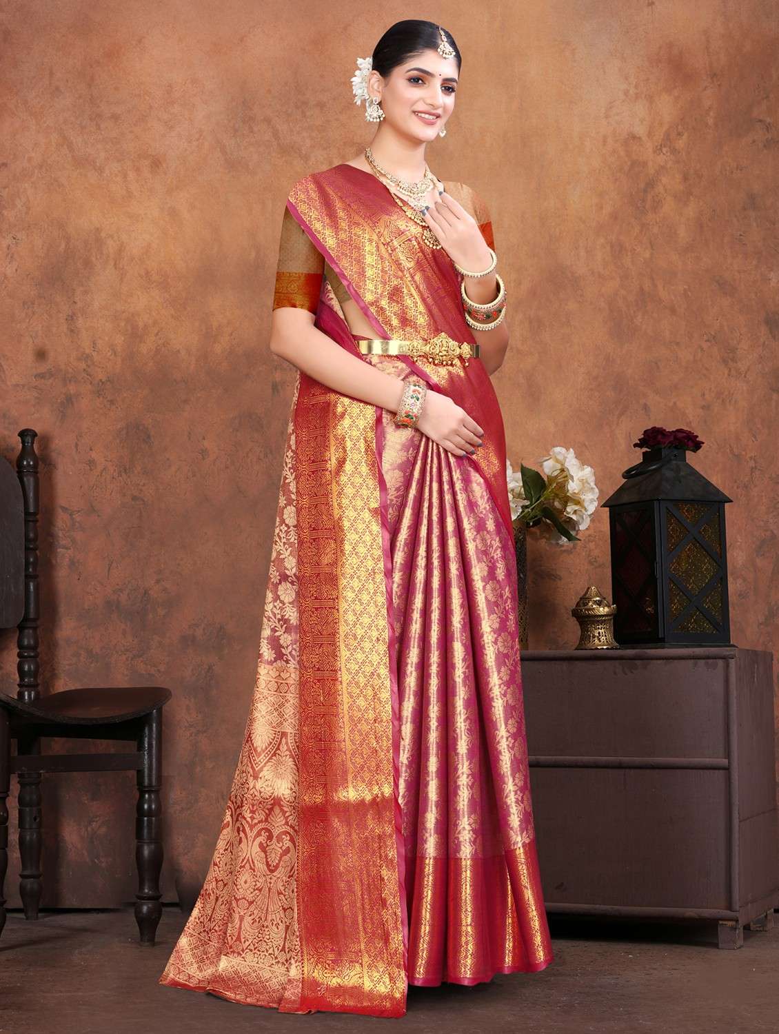 women self design kanjivaram saree with blouse - 22085926 - Standard Image - 2