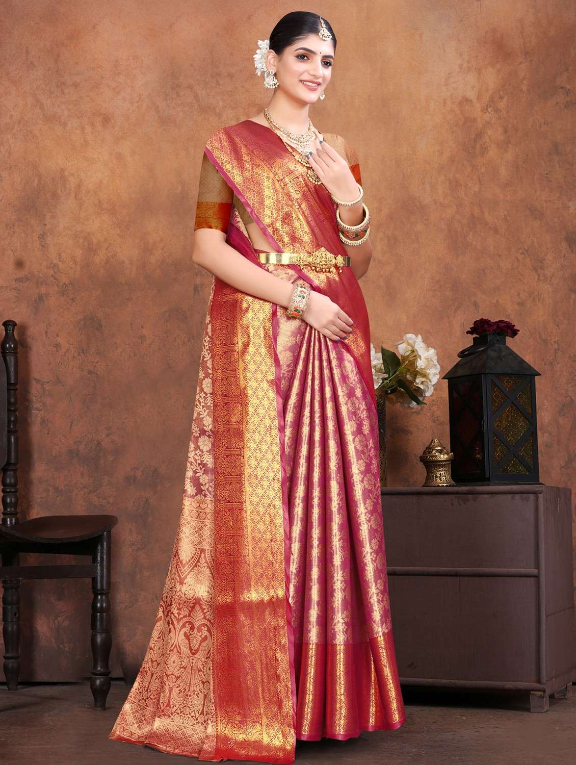 women self design kanjivaram saree with blouse - 22085927 - Standard Image - 2