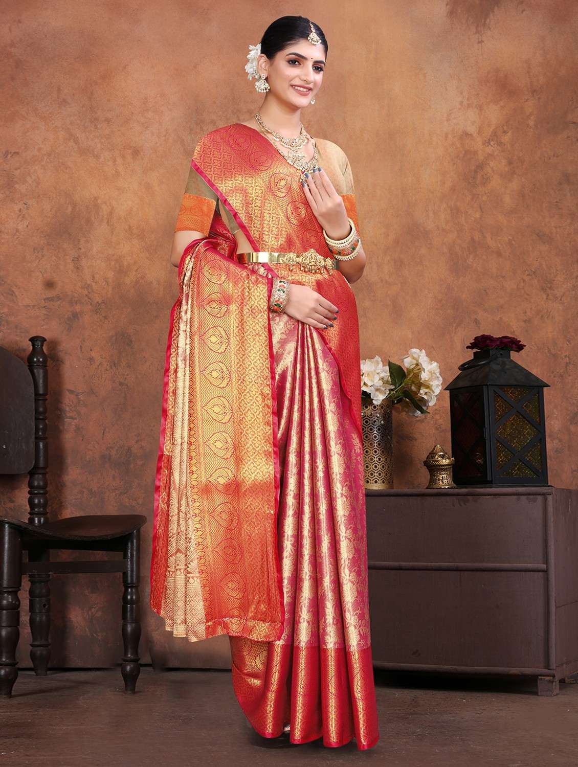 women self design kanjivaram saree with blouse - 22085930 - Standard Image - 2