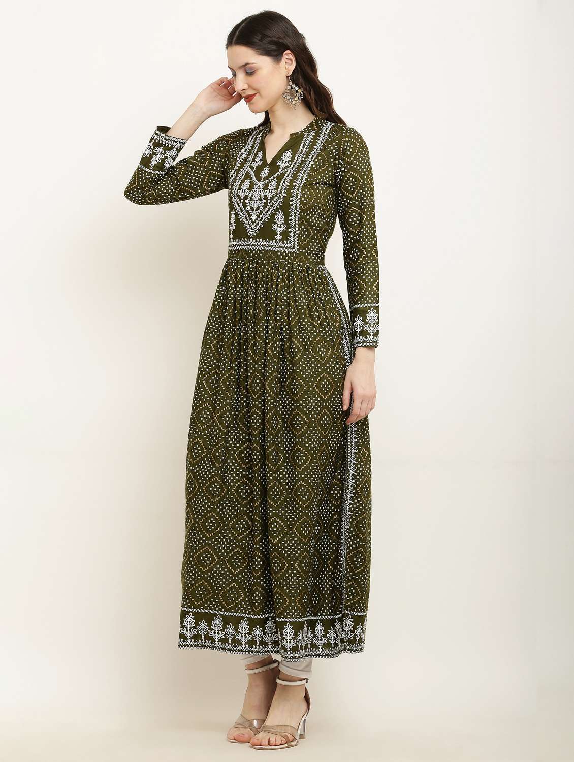 women printed long sleeve a-line kurta - 22085954 - Standard Image - 2