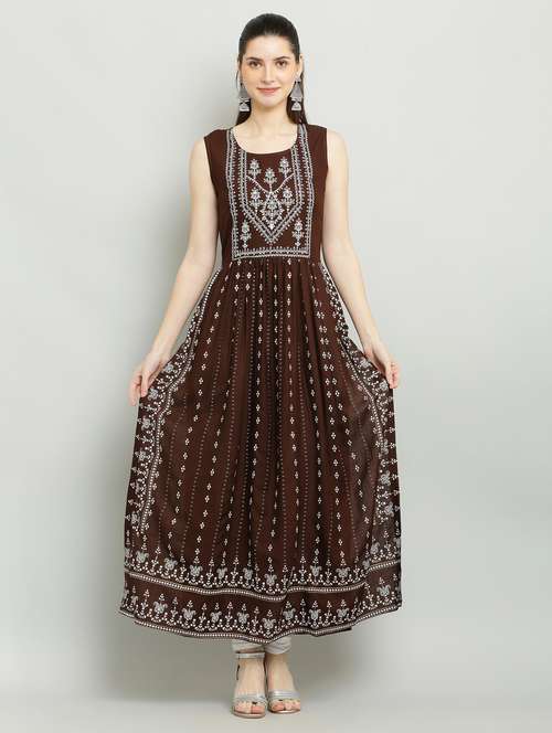 women printed sleeveless a-line kurta - 22085960 -  Standard Image - 0