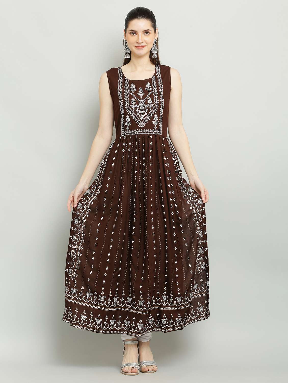 women printed sleeveless a-line kurta - 22085960 -  Zoom Image - 0