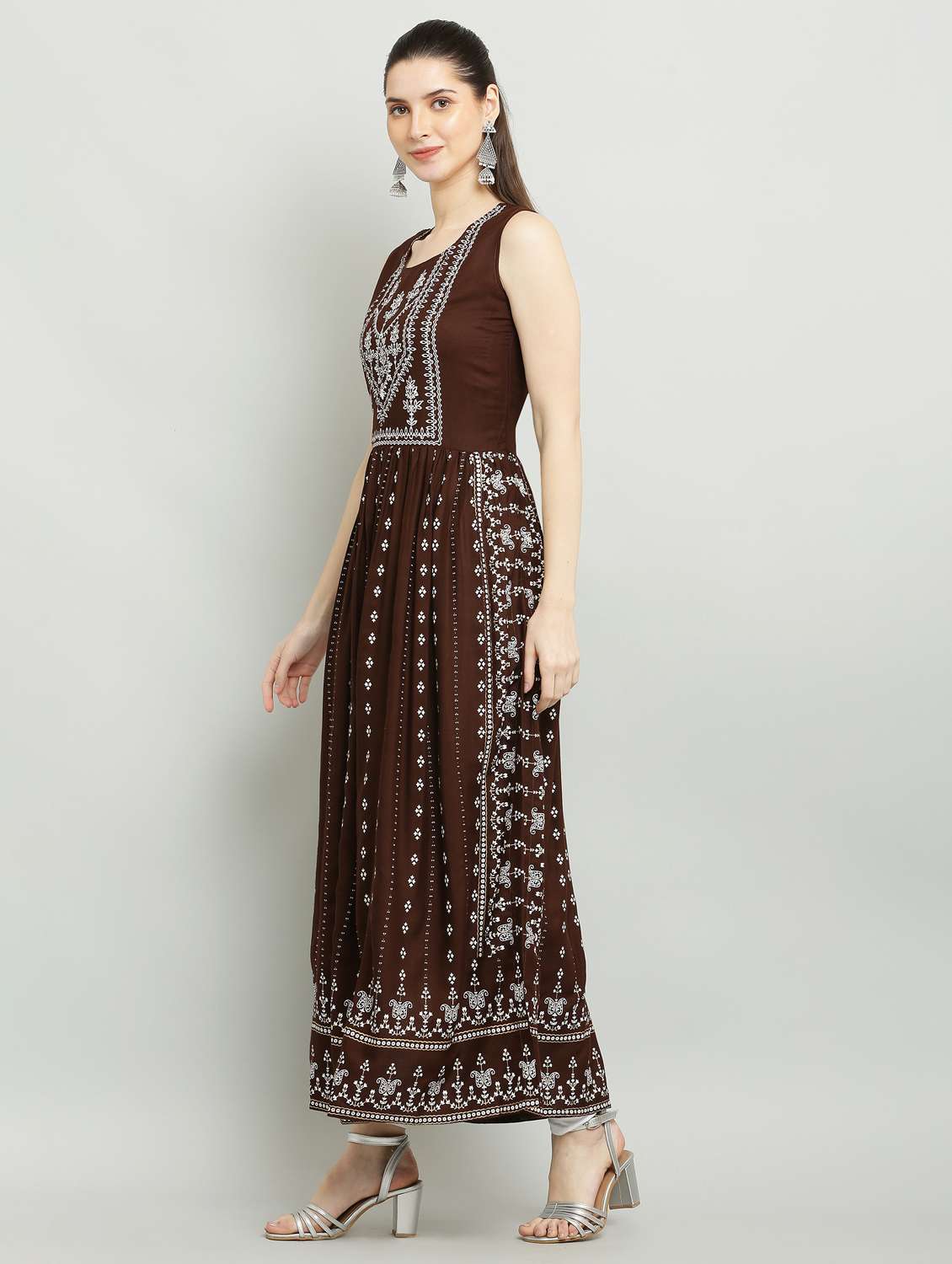 women printed sleeveless a-line kurta - 22085960 - Standard Image - 2