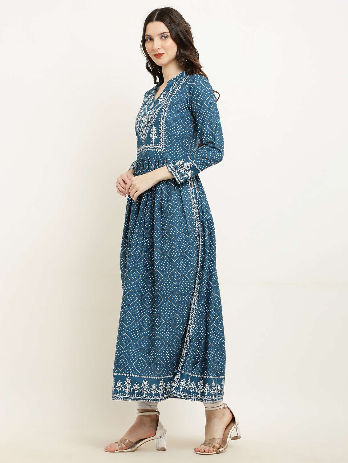 women printed long sleeve a-line kurta - 22085961 - Standard Image - 2