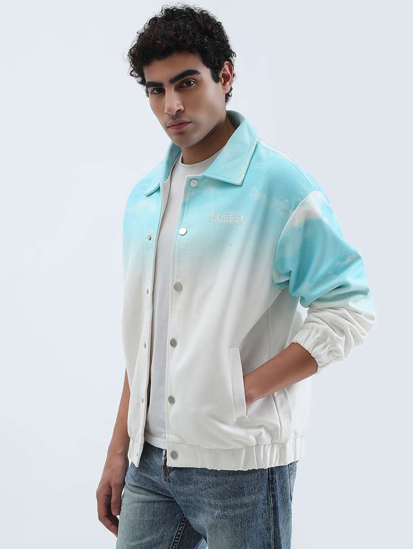 men ombre printed long sleeve casual jacket - 22085964 -  Standard Image - 2