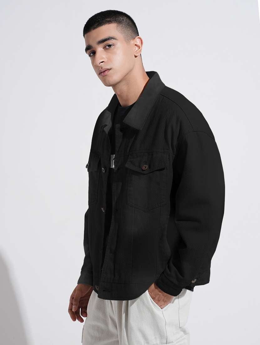 men solid long sleeve denim casual jacket - 22085968 - Standard Image - 2
