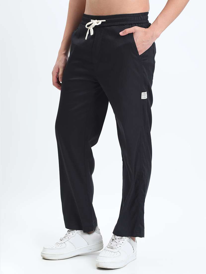 men solid low rise flat front casual trouser - 22085982 -  Standard Image - 2