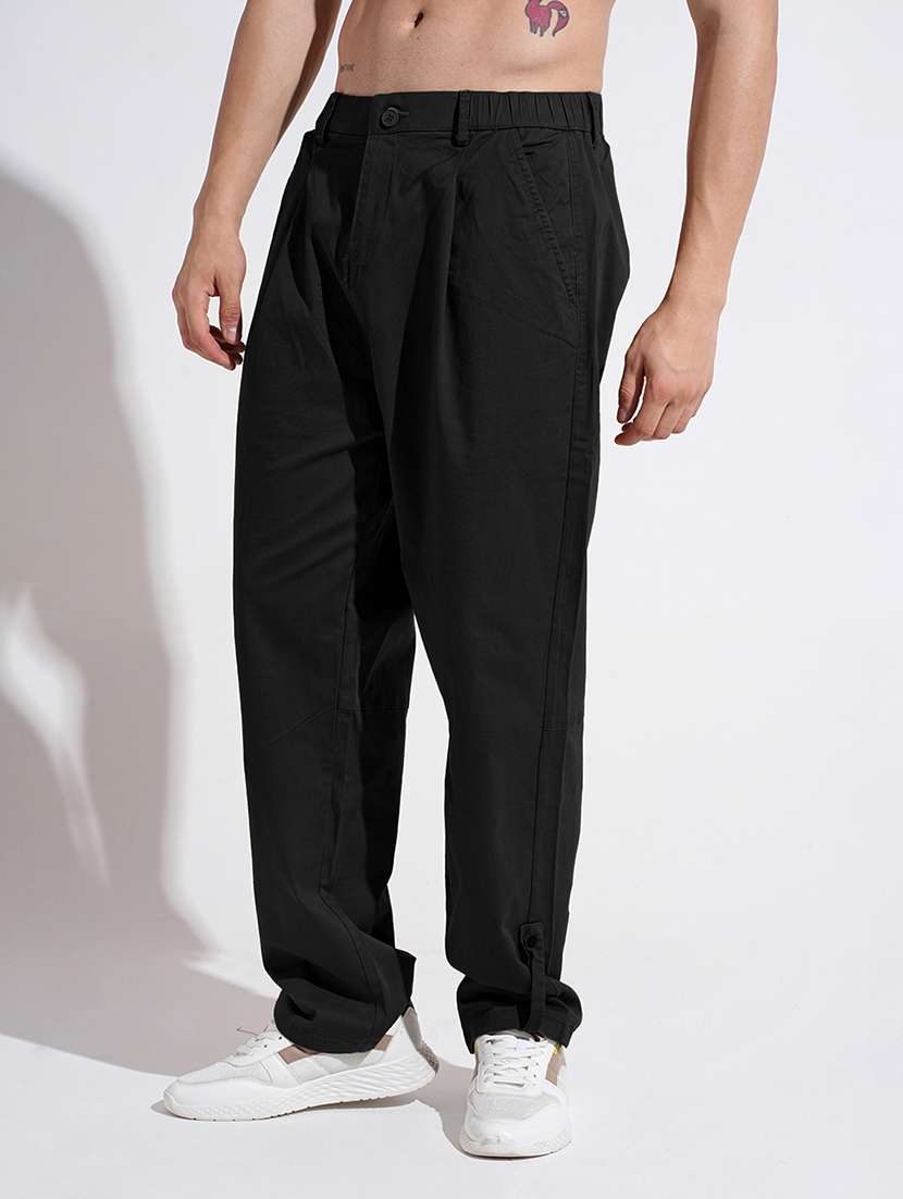 men solid low rise pleated casual trouser - 22085985 -  Standard Image - 2