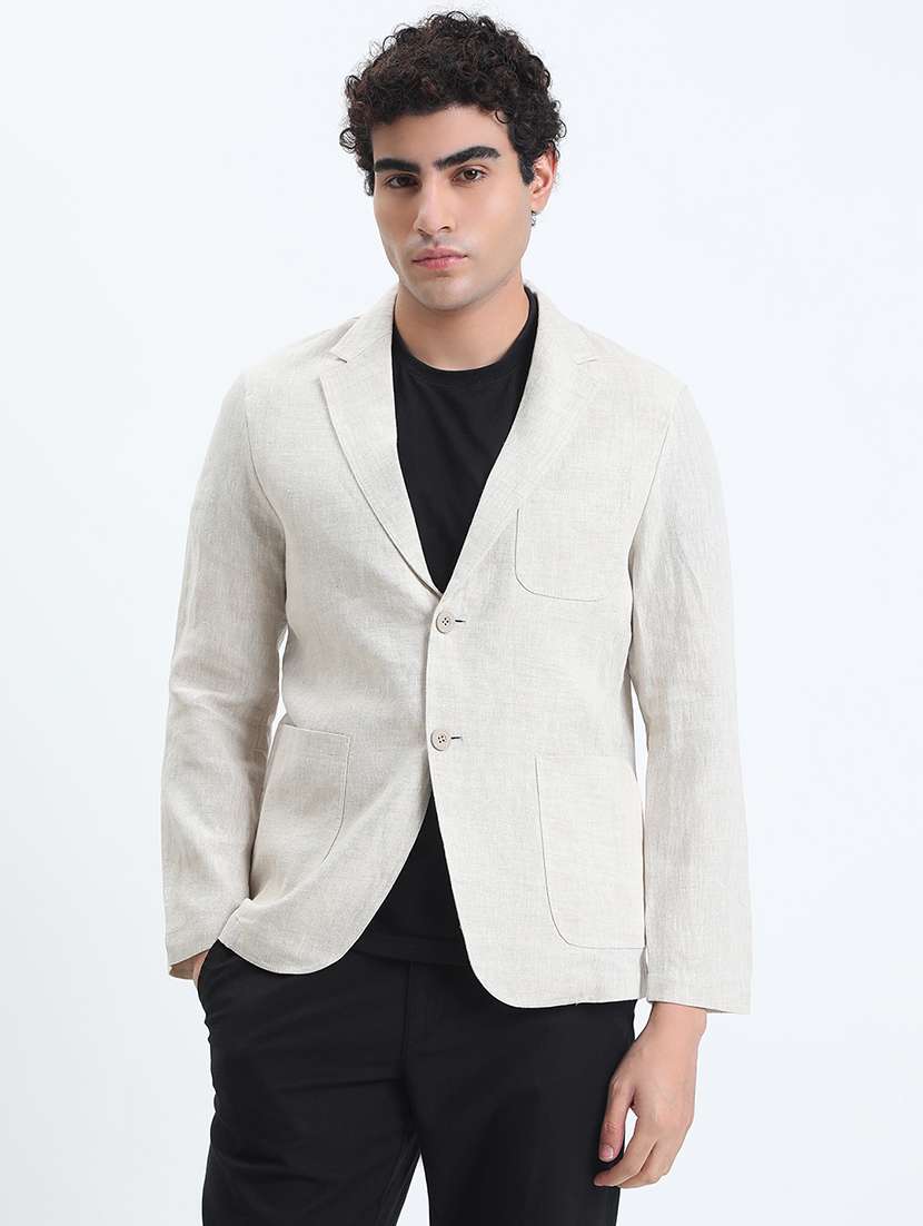 men lapel collar single breasted casual blazer - 22085989 - Standard Image - 2