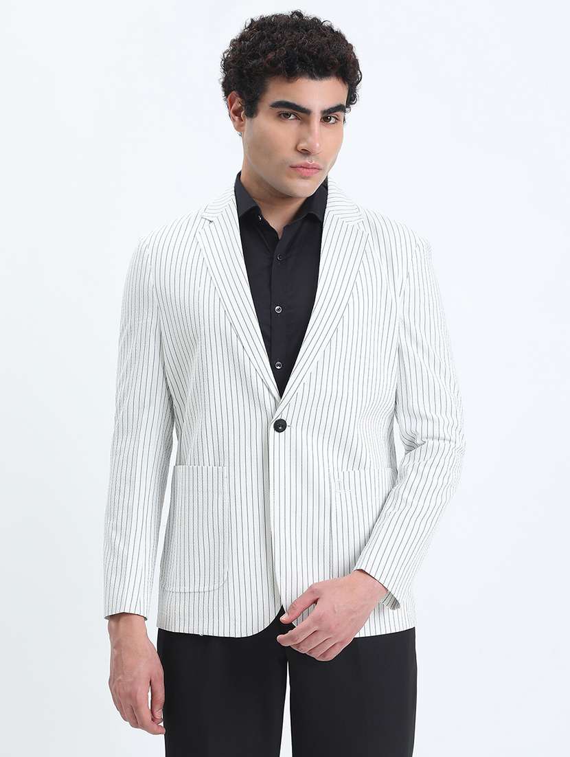 men lapel collar single breasted casual blazer - 22085990 -  Standard Image - 2