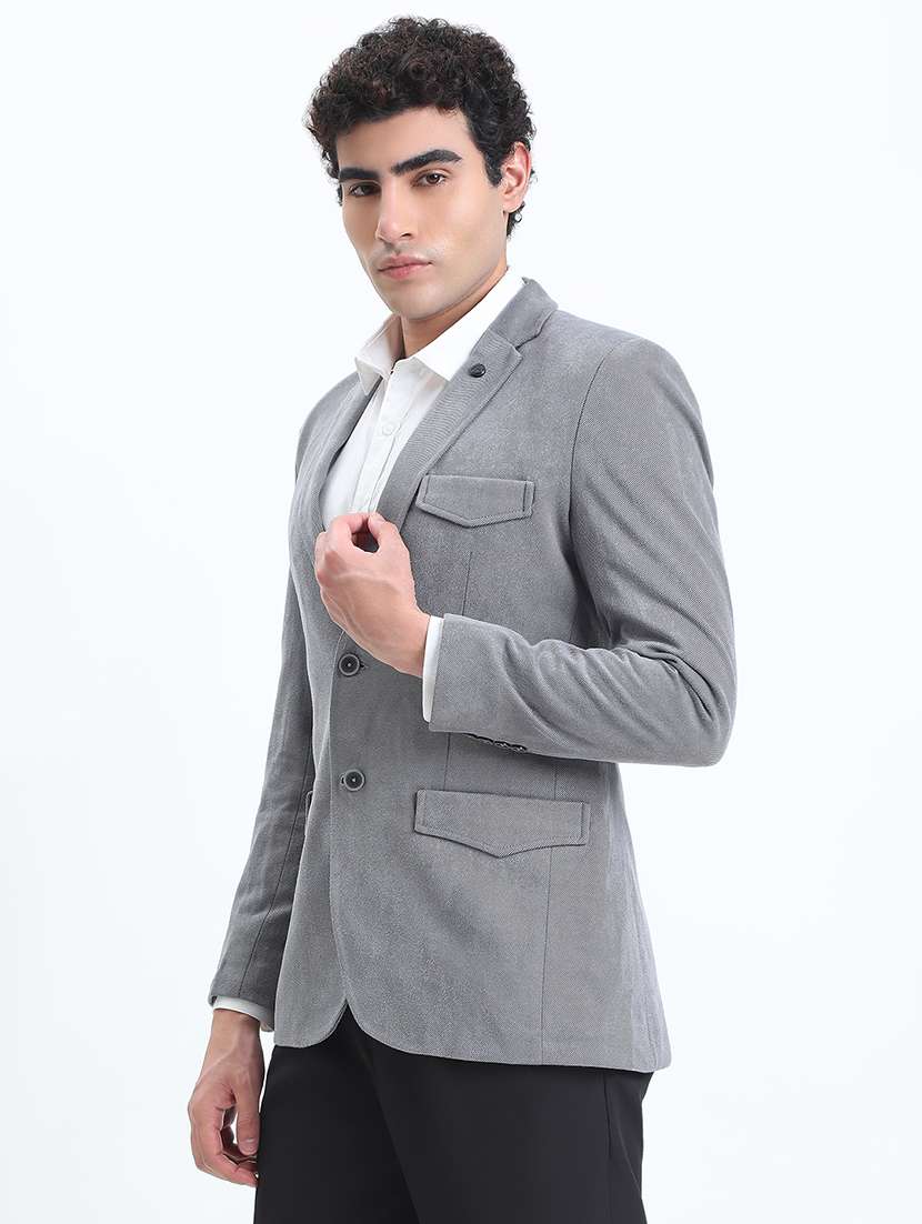 men lapel collar single breasted casual blazer - 22085991 -  Standard Image - 2