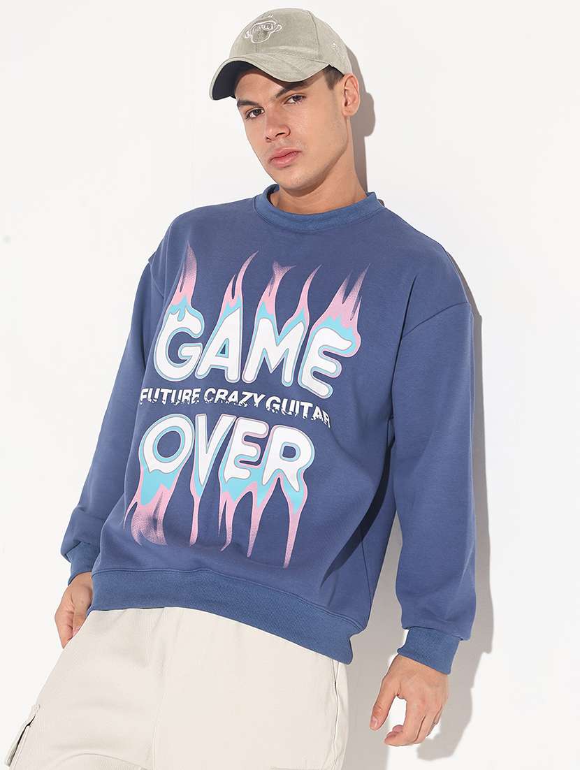 men front print long sleeve regular fit sweatshirt