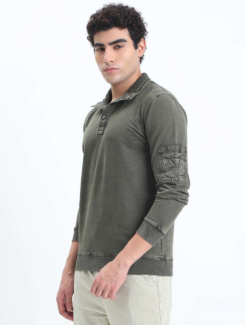 men solid long sleeve slim fit sweatshirt - 22086008 -  Standard Image - 2