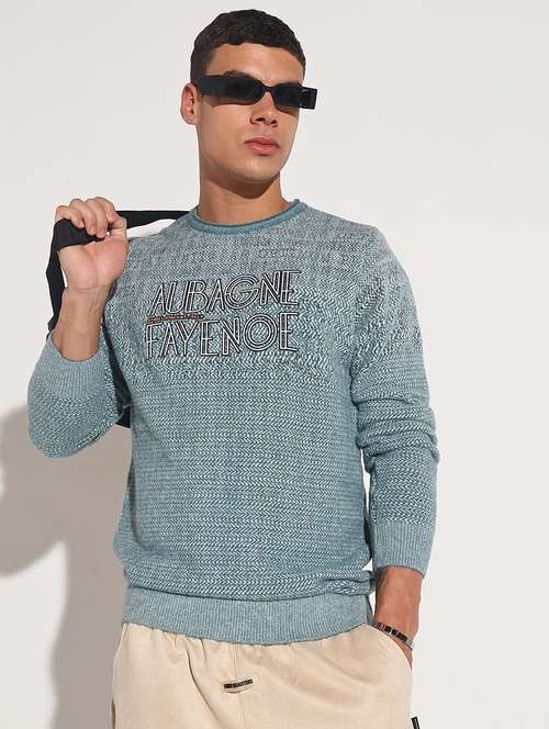 men typographic long sleeve regular fit pullover