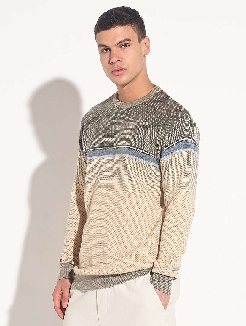 men color block long sleeve regular fit pullover - 22086020 -  Standard Image - 2