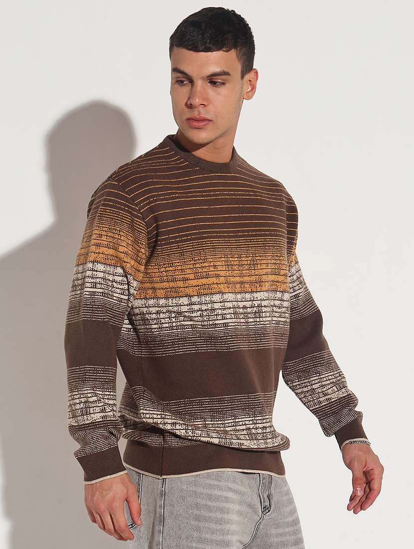 men striped long sleeve regular fit pullover - 22086021 -  Standard Image - 2