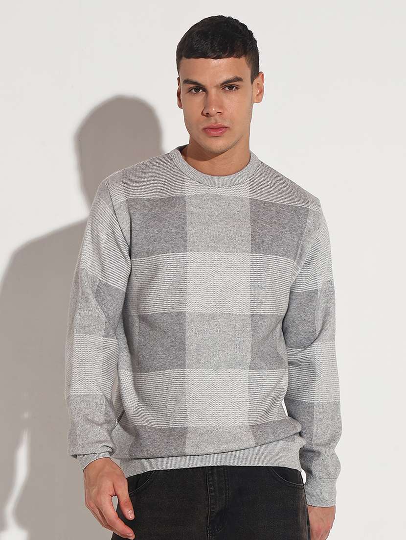 Men Checkered Long Sleeve Regular Fit Pullover - 22086026 -  Standard Image - 2