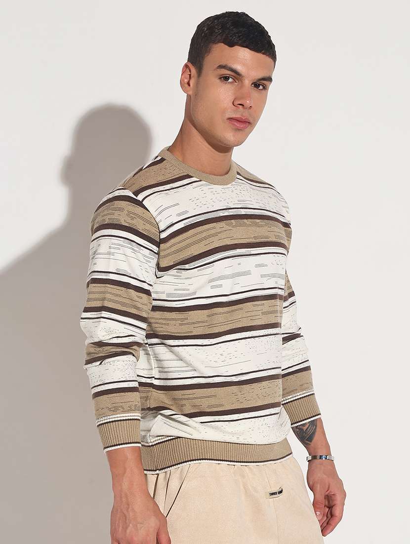 men striped long sleeve regular fit pullover - 22086037 -  Standard Image - 2