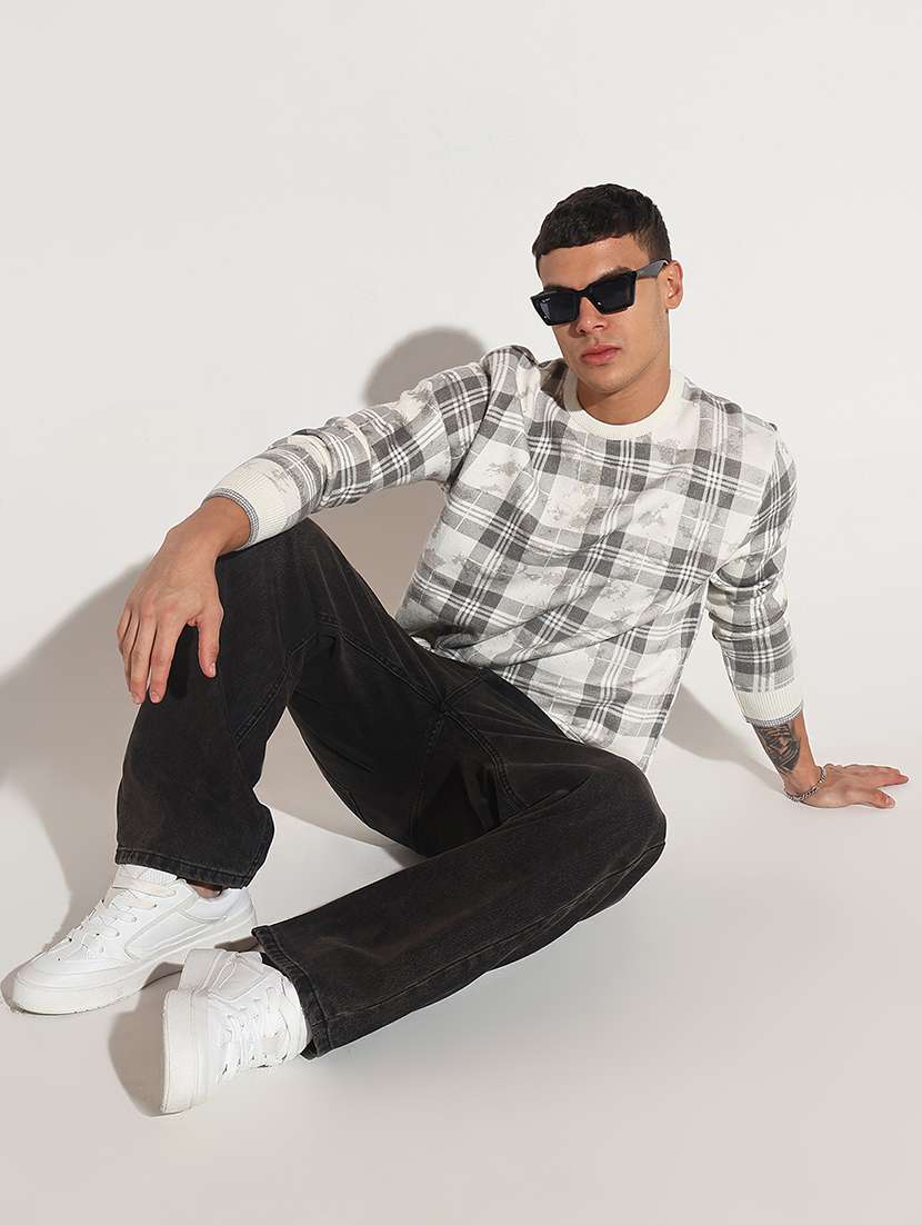 men checkered long sleeve regular fit pullover - 22086038 -  Standard Image - 7